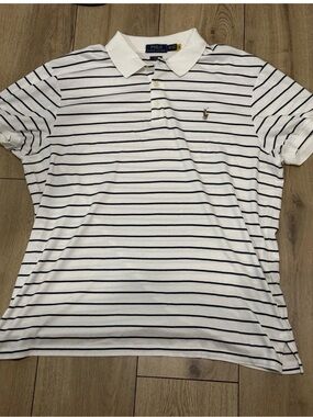 Polo by Ralph Lauren White Polo Shirt with Black Stripes